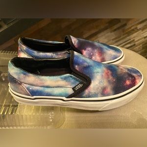 VANS COSMIC GALAXY SPACE SLIP-ON BLACK/BLUE W 7 M 5.5 VERY GOOD CONDITION